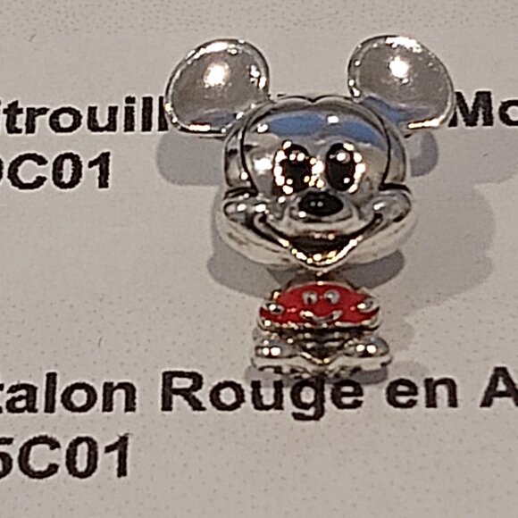 Authentic PANDORA STERLING SILVER Disney Mickey Mouse Red Trousers 798905C01 - Picture 2 of 13